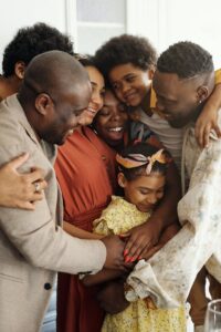 black family hug